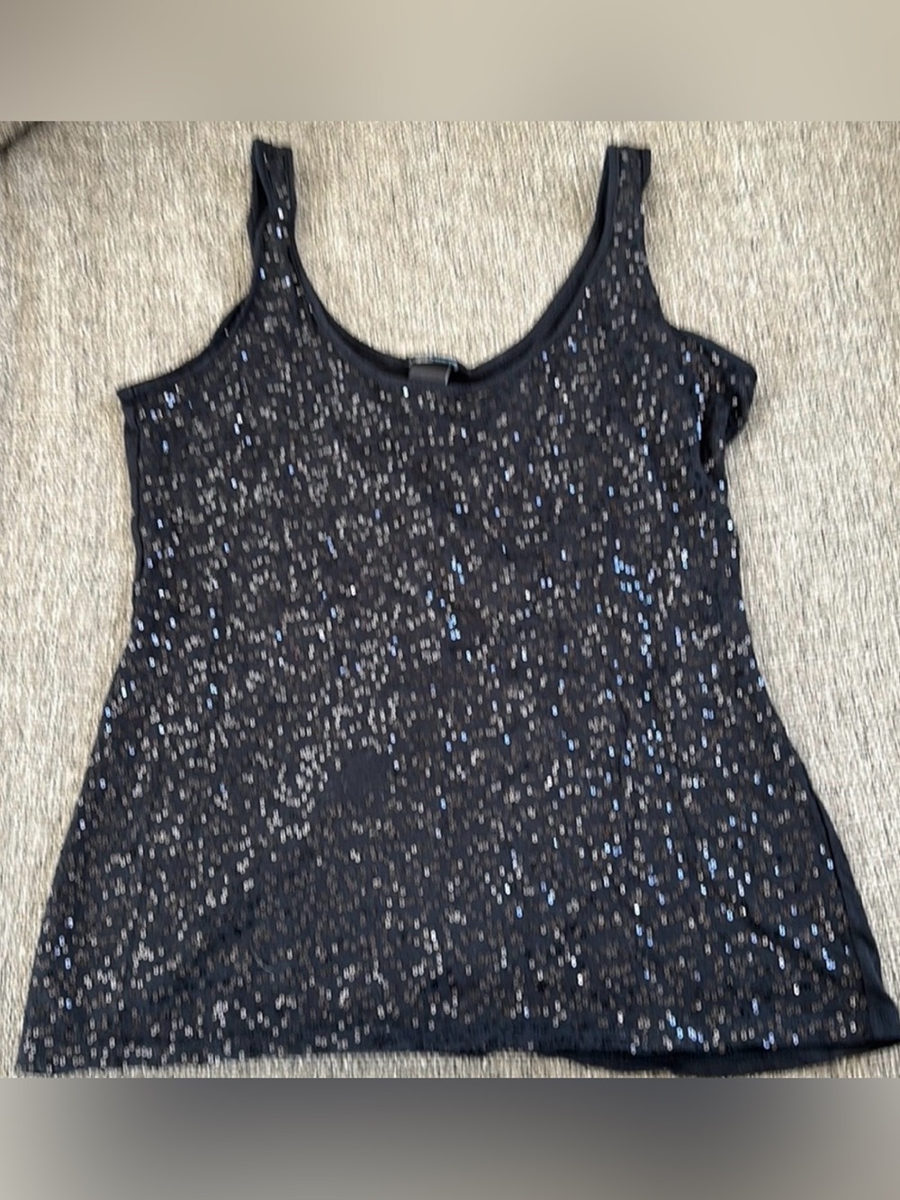 Moda International Women's Black Sequined Tank Top M